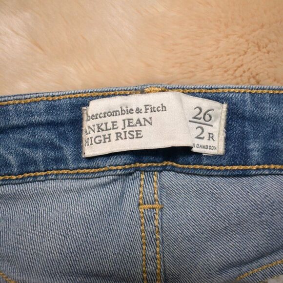 Abercrombie Fitch Highrise Ankle Jeans Size 2/26 Blue Stretch Skinny Distressed - Picture 6 of 10